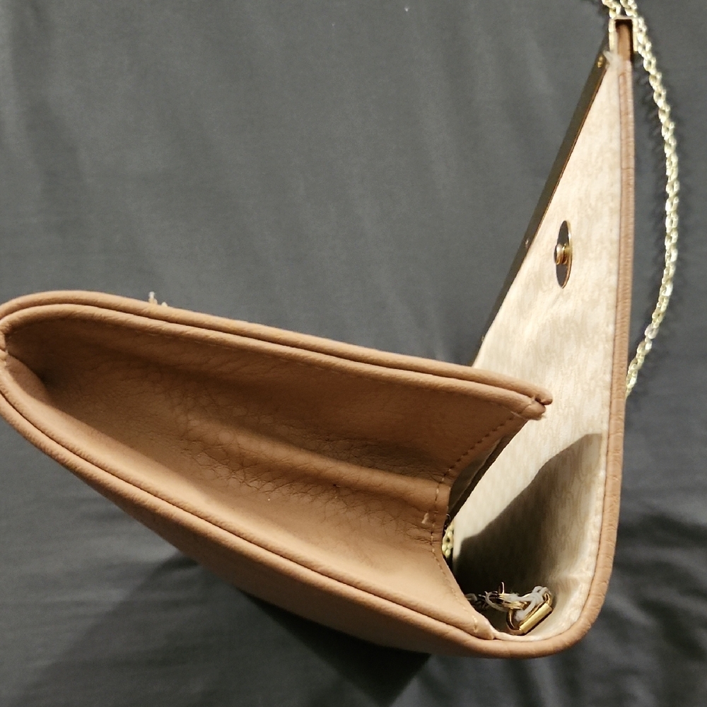 Charming Charlie Clutch Medium brown/Tan with Gold Chain 🔥 - Picture 9 of 10
